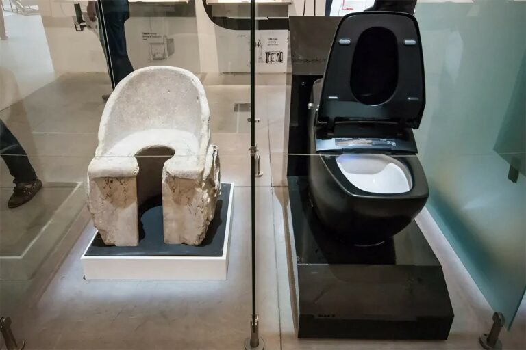 old roman latrine and modern japanese toilet