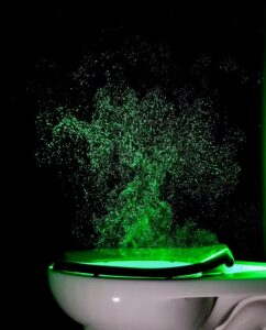 Lasers captured invisible aerosol from toilet flushes