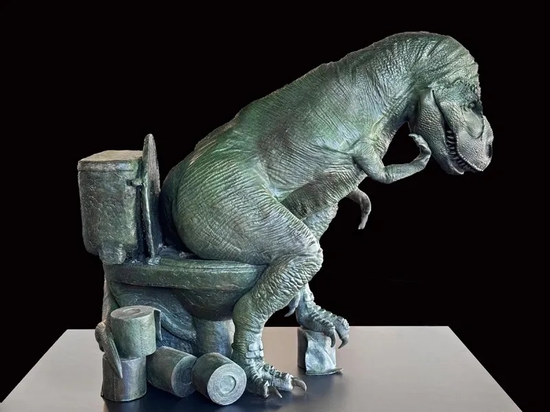 dinosaur on the toilet